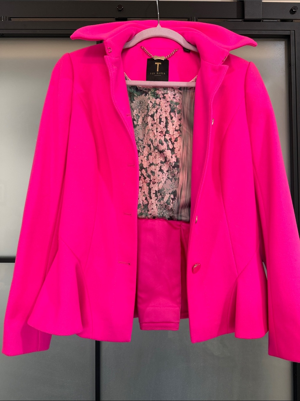 Ted Baker Vibrant Pink Tailored Peplum-Style Blazer